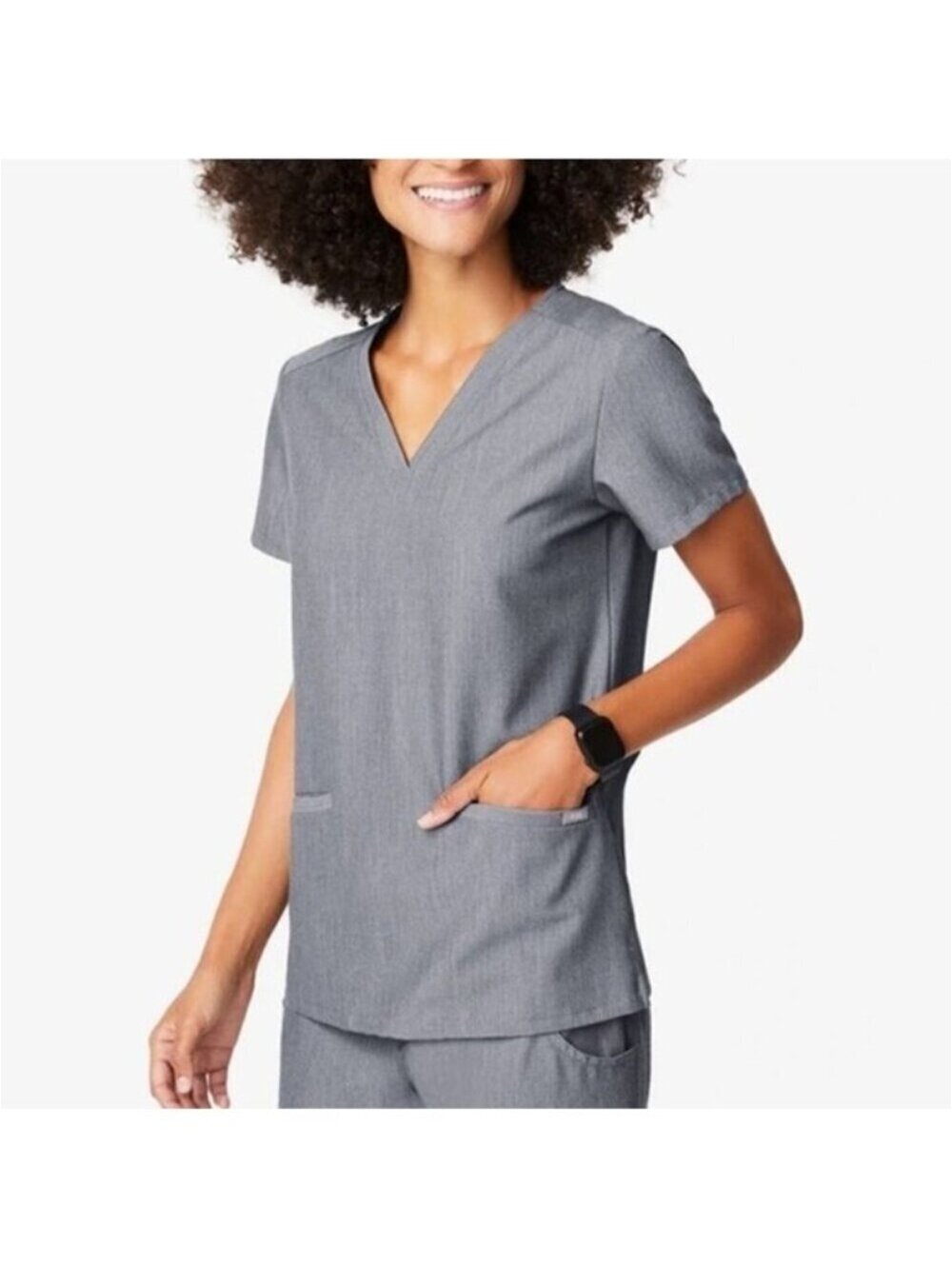 Figs Casma™ Three-Pocket Scrub Top Size XS V-Neck Short Sleeve Graphite #FW1100